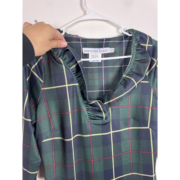 Gretchen Scott Plaidly Cooper Plaid Ruffle Neck Dress  - Women’s Small  $219 - Picture 4 of 9